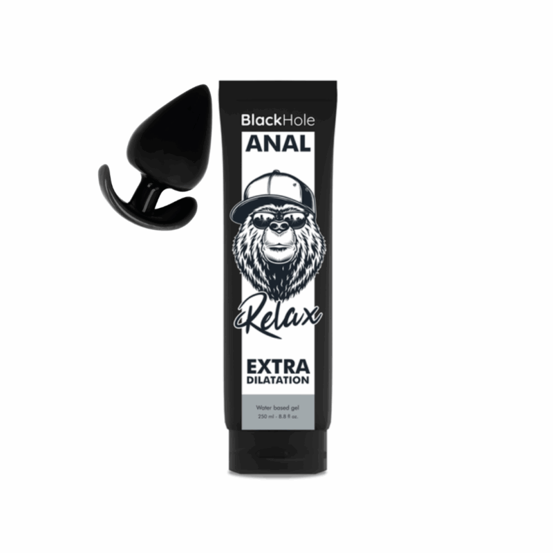 Pack Lubrificante Black Hole Water 250ML com oferta de Plug anal de 8.5CM