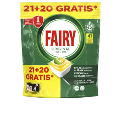 Cápsulas para lava-louças FAIRY ALL IN 1 Lemon em embalagem, pastilhas multifuncionais que removem gordura difícil e deixam aroma fresco a limão