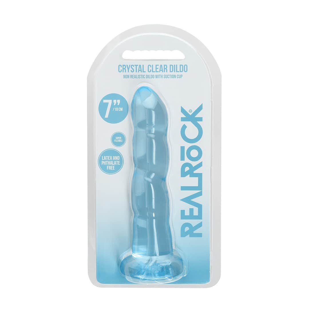 Dildo Non-Realistic Crystal Clear 7 /17 Cm Azul Realrock - Image 2