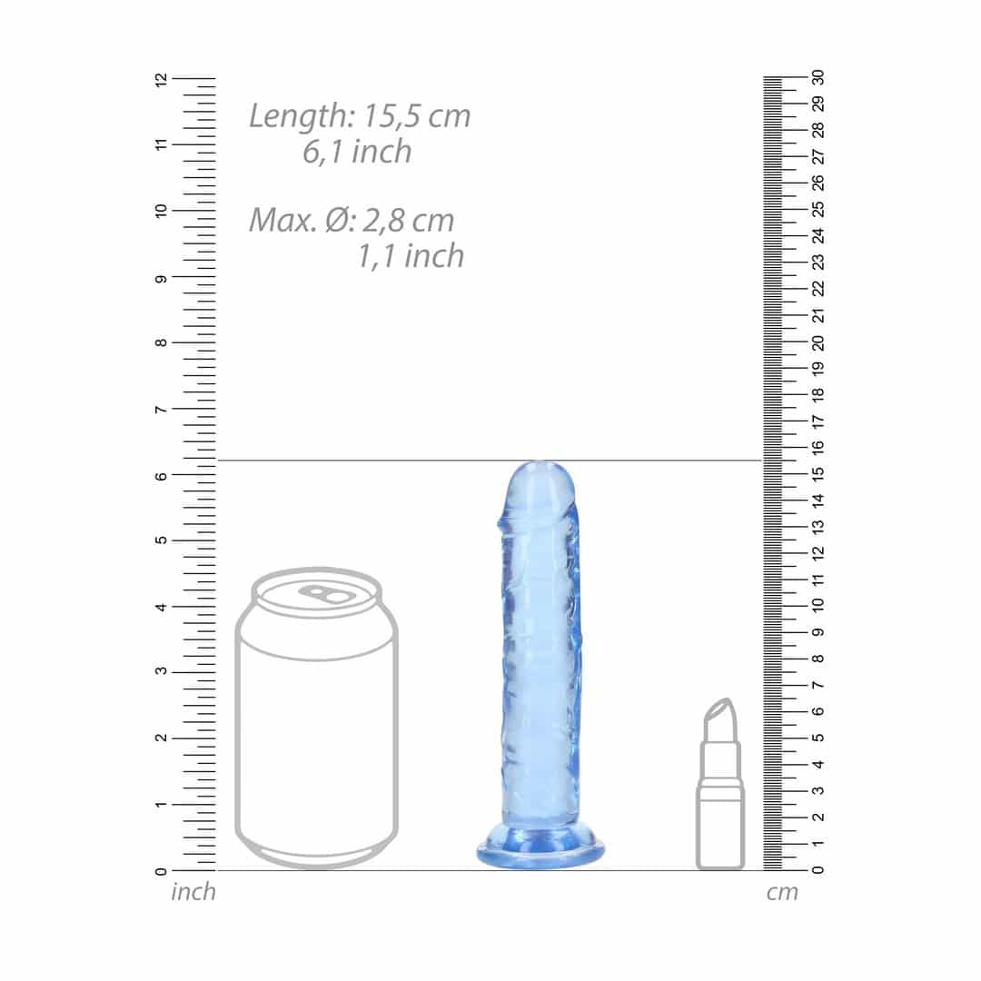 Dildo Straight Realistic Crystal Clear 6 /14,5 Cm Azul Realrock - Image 6