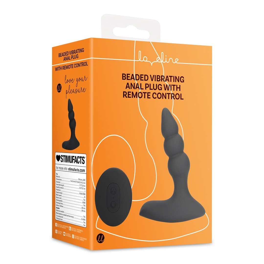 Plug Anal Com Vibração E Comando Beaded Licorice Black Loveline - Image 2