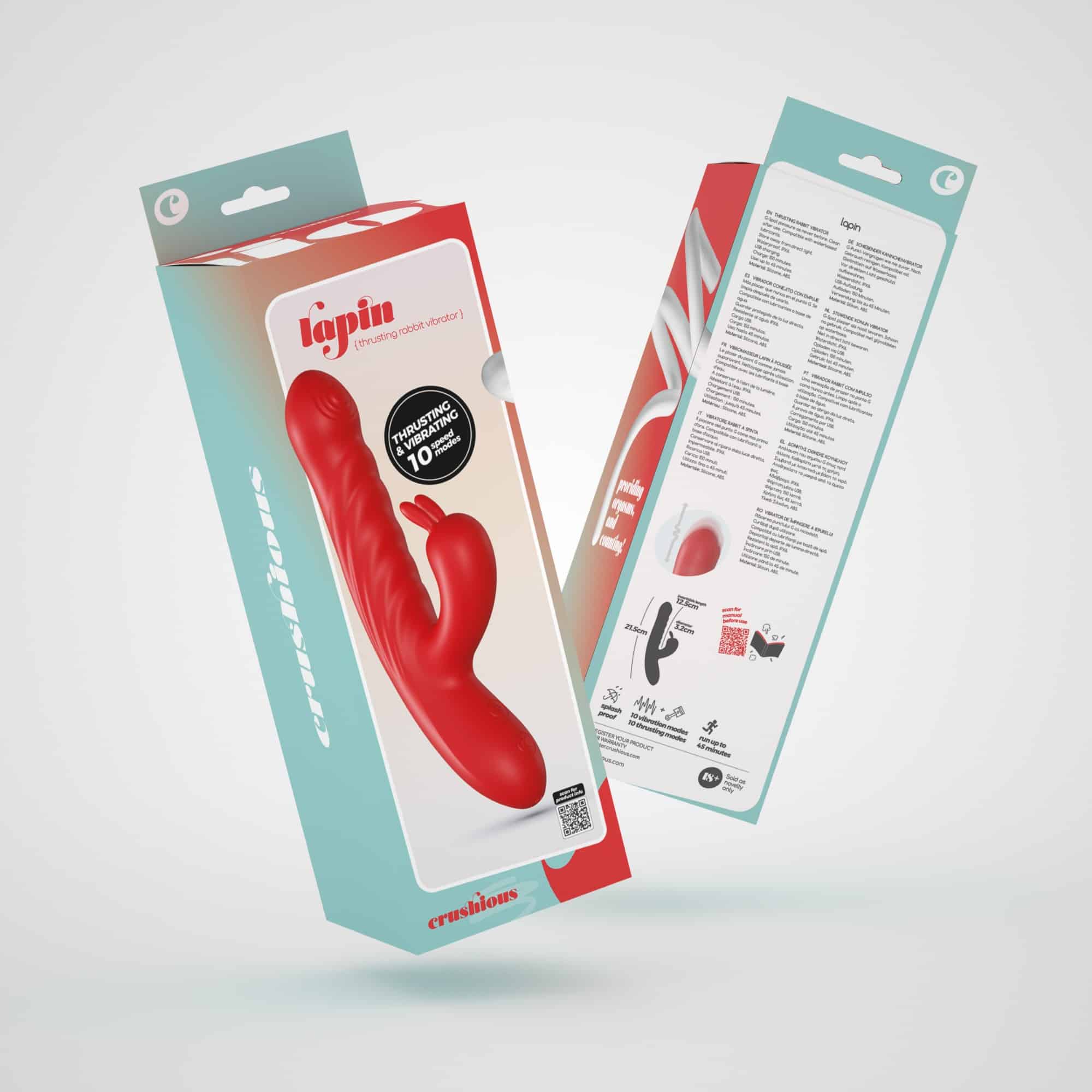 Lapin Vibrador Recarregável Rabbit Com Impulso Vermelho Crushious - Image 10