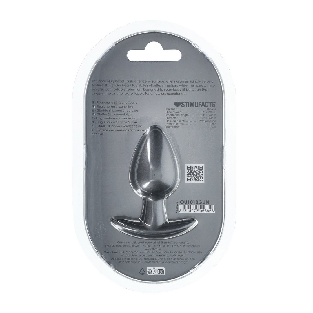 Plug Anal Smooth Silicone Medium 3,1 /7,9 Cm Gun Metal Ouch! - Image 3