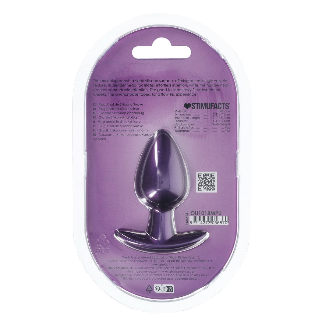 Plug Anal Smooth Silicone Medium 3,1 /7,9 Cm Metallic Purple Ouch! - Image 3