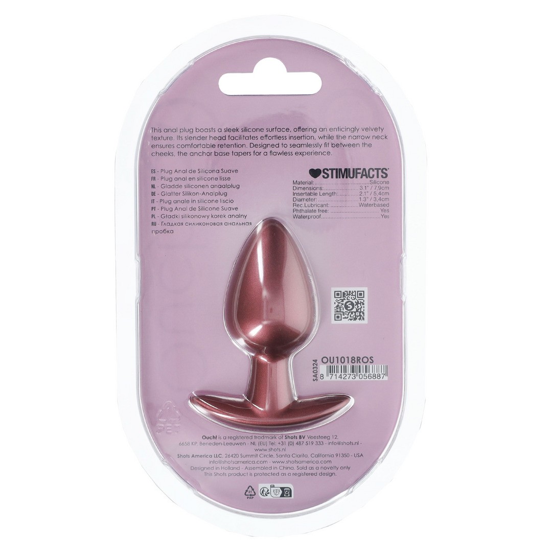 Plug Anal Smooth Silicone Medium 3,1 /7,9 Cm Rose Gold Ouch! - Image 3