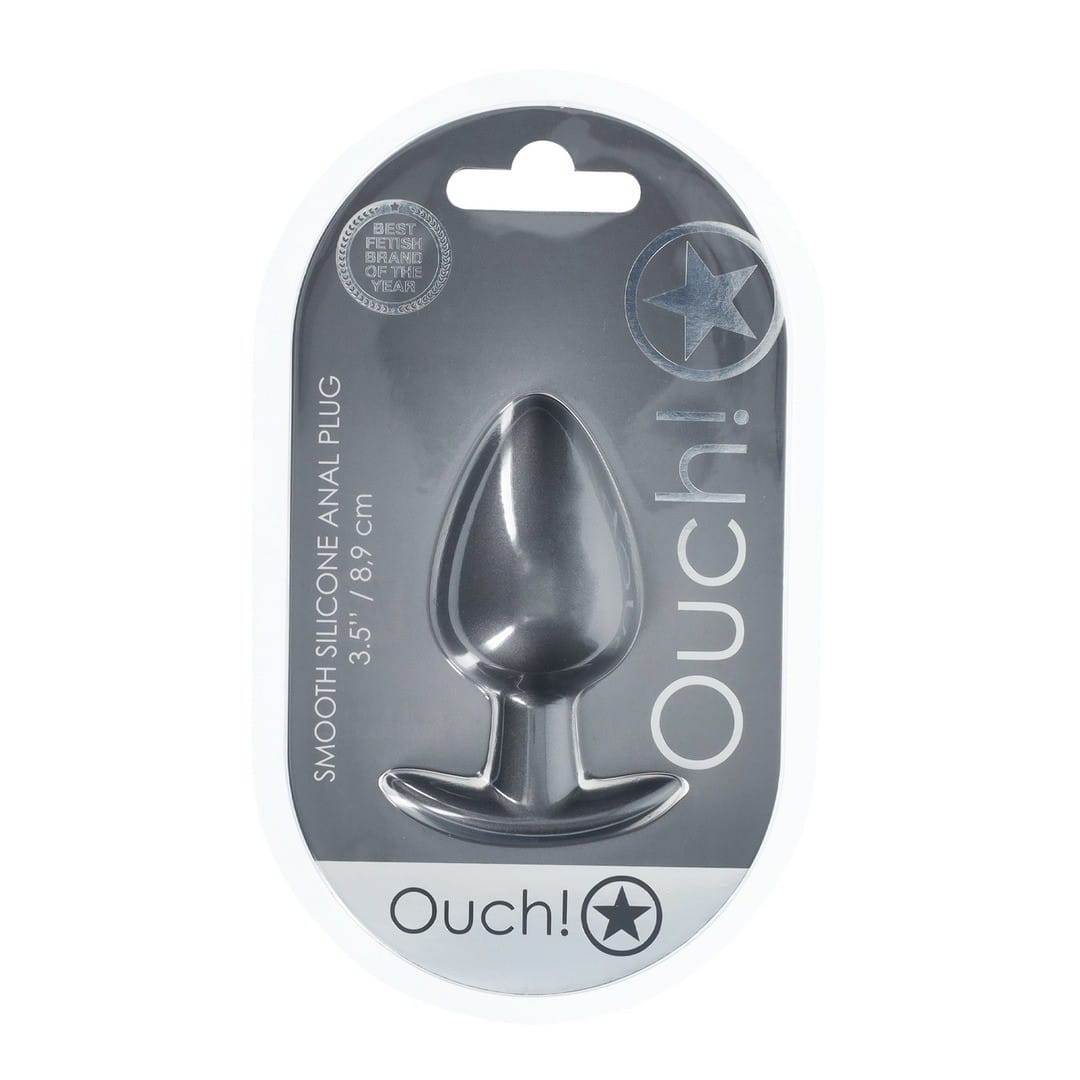 Plug Anal Smooth Silicone Large 3,5 /8,9 Cm Gun Metal Ouch! - Image 2