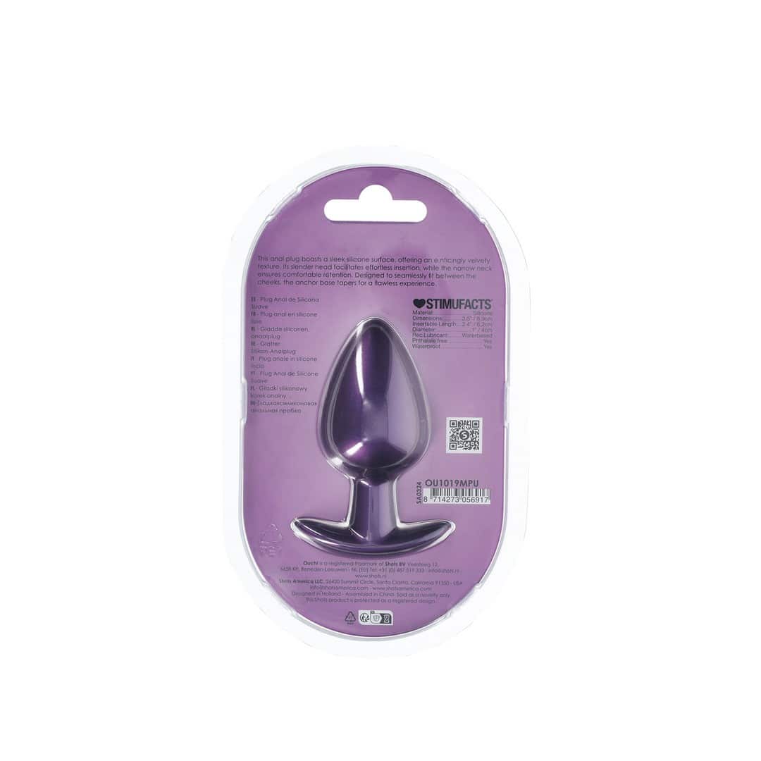 Plug Anal Smooth Silicone Large 3,5 /8,9 Cm Metallic Purple Ouch! - Image 2