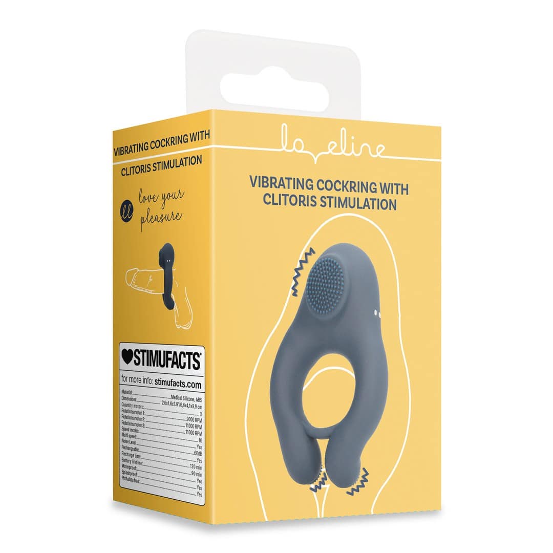 Anel Vibratório Com Estimulação Clitoriana Azul Índigo Loveline - Image 2