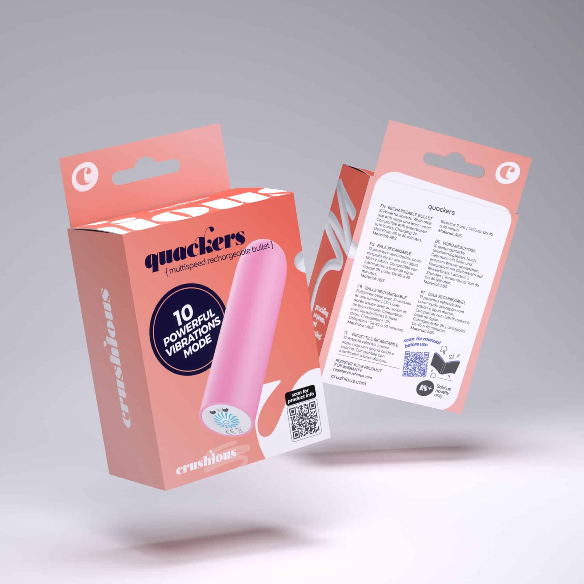 Quackers Bala Vibratória Recarregável Por Usb Rosa Crushious - Image 9