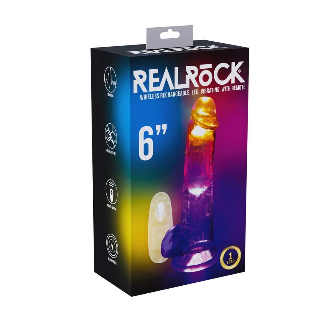 Vibrador Com Led E Comando Led Vibrating Straight Cock With Balls 6 /15 Cm Realrock - Image 2