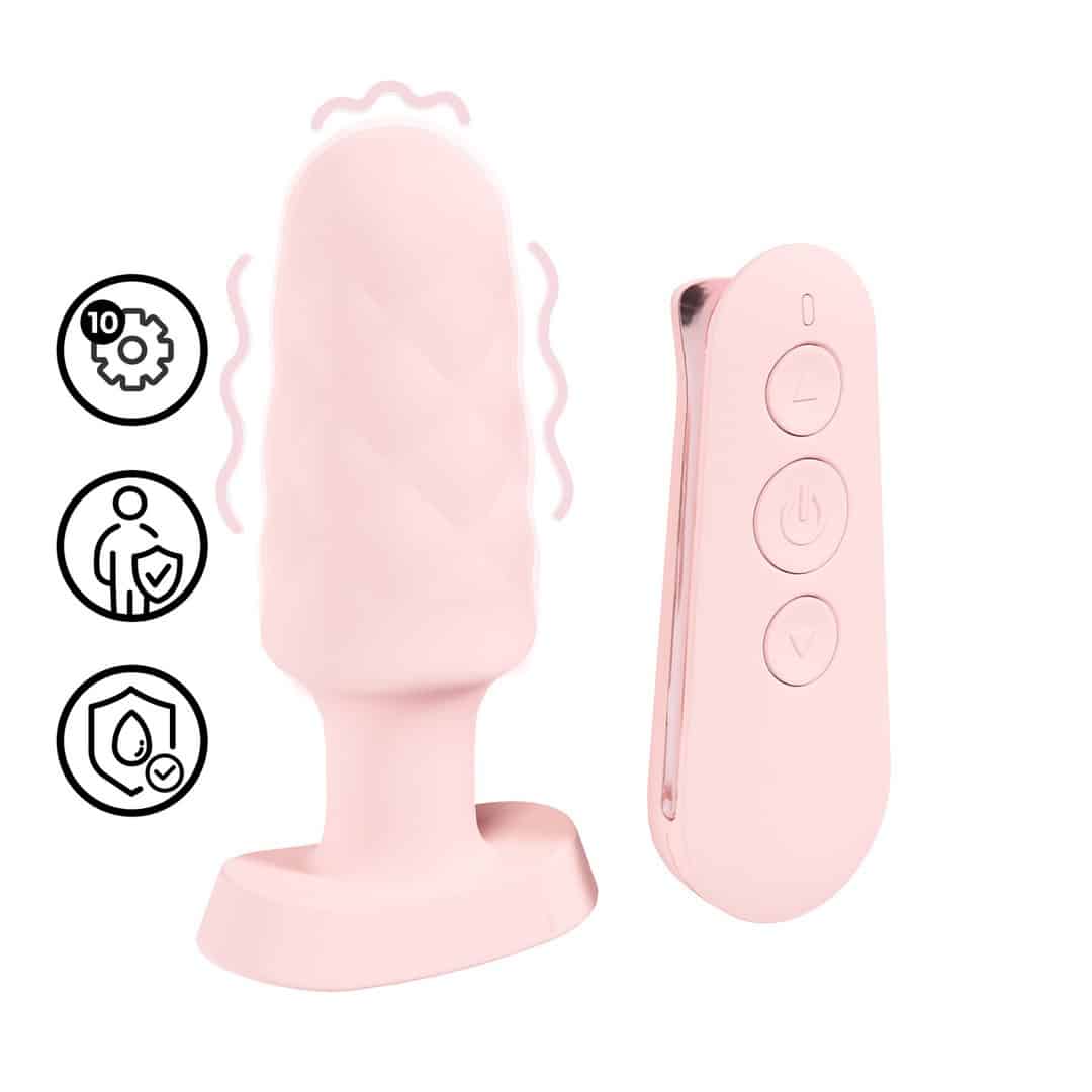 Plug Anal Com Vibração E Comando Velvet Rosa Loveline