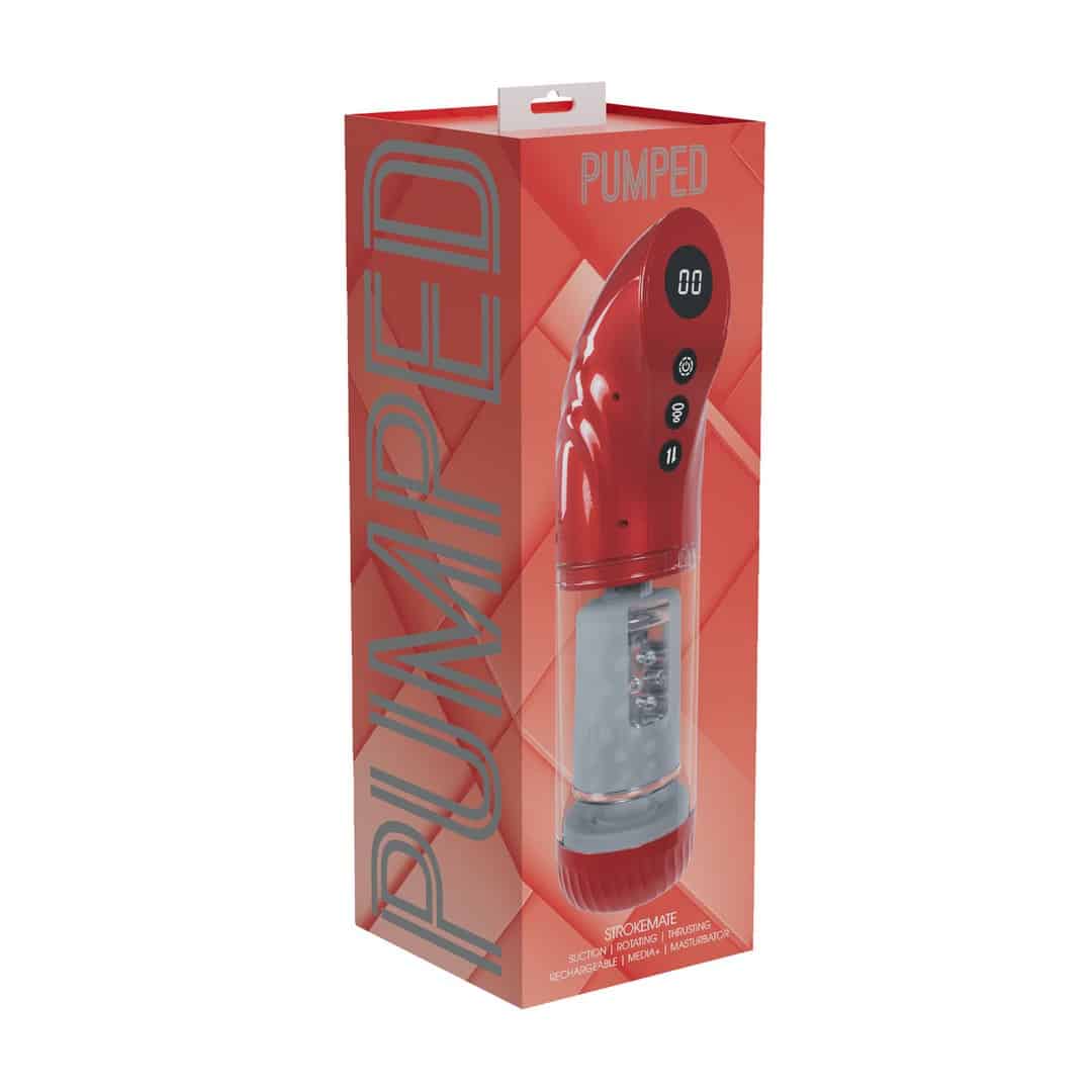 Masturbador Vibratório Com Sucção E Impulso Strokemate Metallic Red Pumped - Image 2
