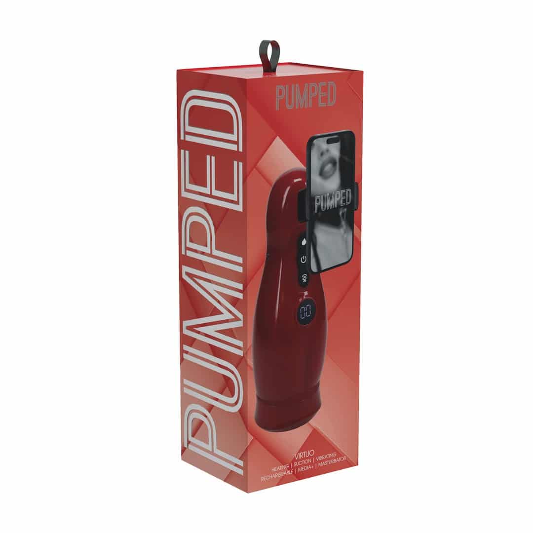 Masturbador Vibratório Com Sucção E Suporte De Telefone Virtuo Metallic Red Pumped - Image 2