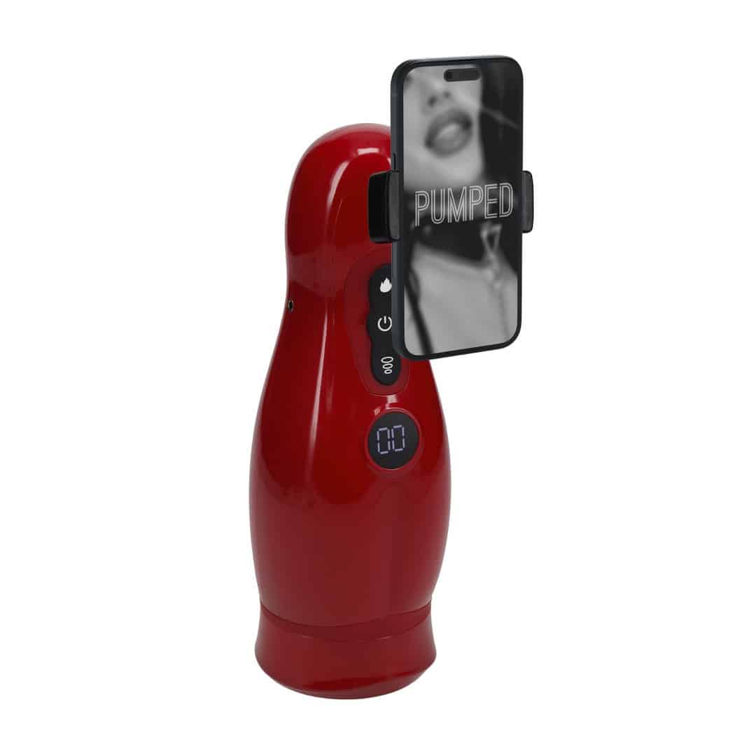 Masturbador Vibratório Com Sucção E Suporte De Telefone Virtuo Metallic Red Pumped - Image 5