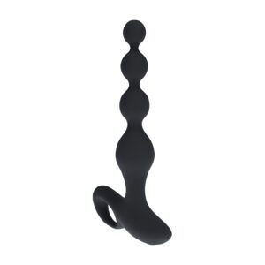 Plug Anal Vibratório De Silicone Com Pérolas E Comando Remoto Preto Levelz