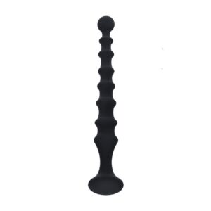 Sonda Anal De Silicone Estriada Preta Levelz