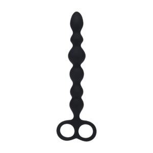 Sonda Anal Com Pérolas Em Forma De Cobra E Laço Preto Levelz