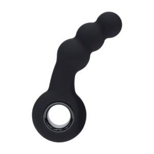 Estimulador De Próstata Em Silicone Vibratório Com Pérolas E Alça Preto Levelz