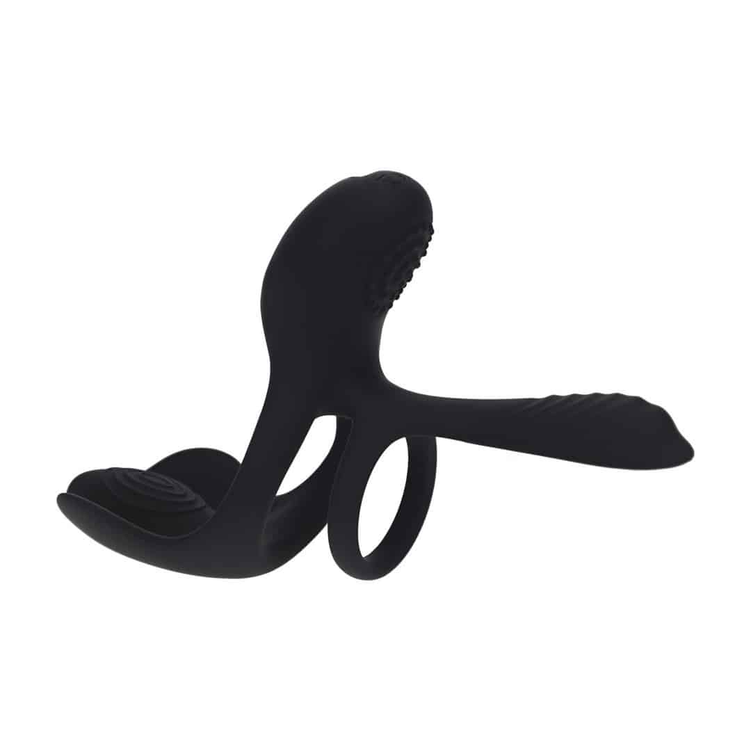 Anel Para O Pénis Em Silicone Com Vibração E Triplo Motor Preto Levelz