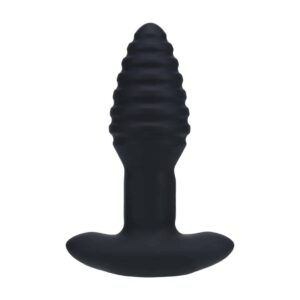Plug Anal Vibratório Com Estrias Em Silicone Com Rotação E Comando Levelz