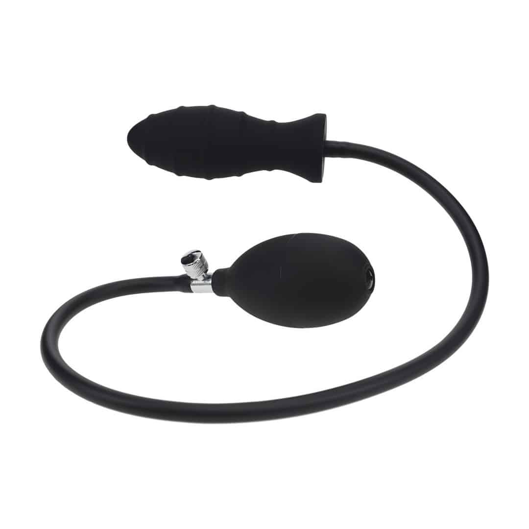Plug Anal De Silicone Insuflável Com Estrias Preto Levelz