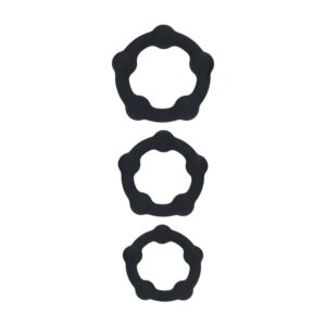 Conjunto De 3 Anéis Para O Pénis Em Silicone Com Pérolas S/M/L Preto Levelz