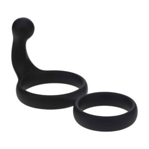 Anel Duplo De Silicone Com Estimulador De Períneo Preto