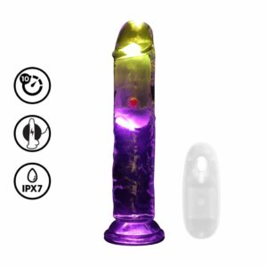 Vibrador Com Led E Comando Led Vibrating Straight Cock 7/ 18 Cm Realrock