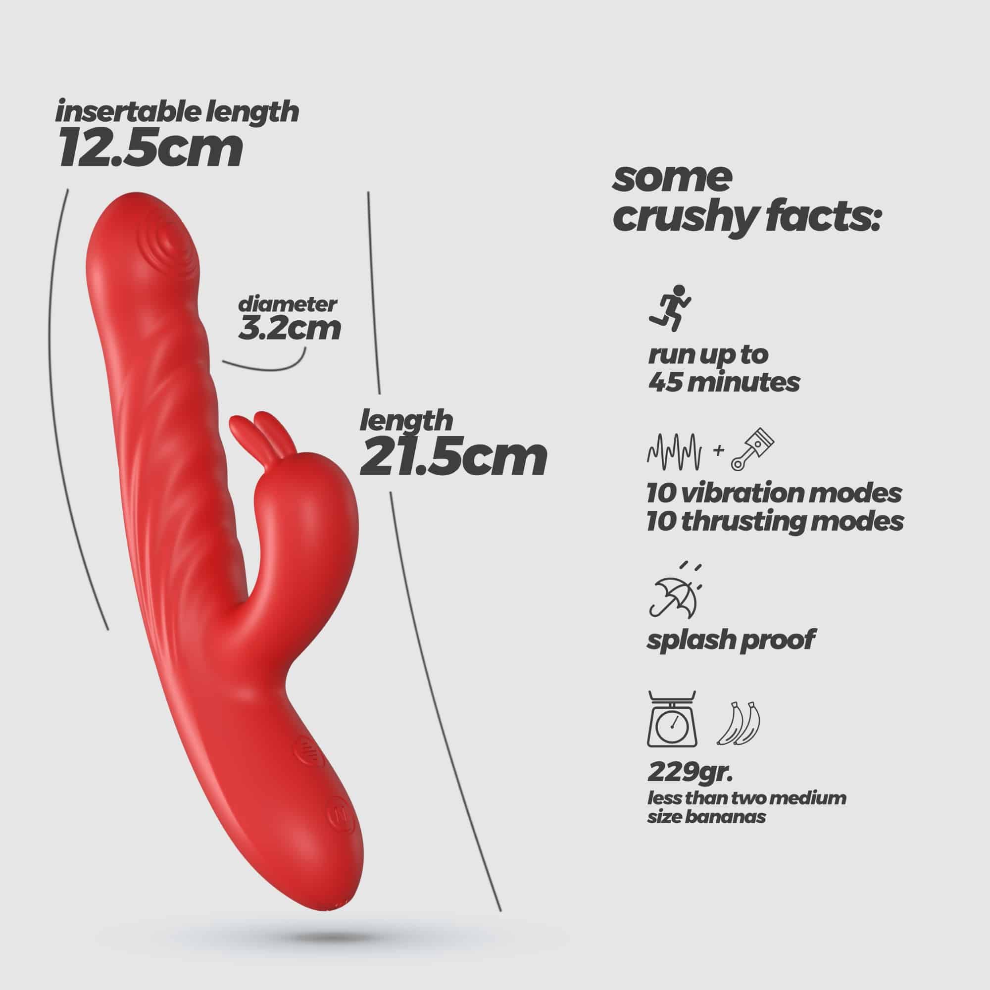 Lapin Vibrador Recarregável Rabbit Com Impulso Vermelho Crushious - Image 8