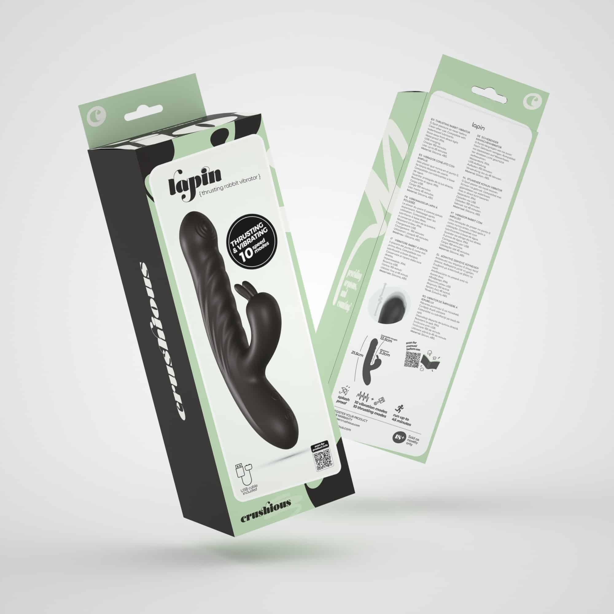 Lapin Vibrador Recarregável Rabbit Com Impulso Preto Crushious - Image 9