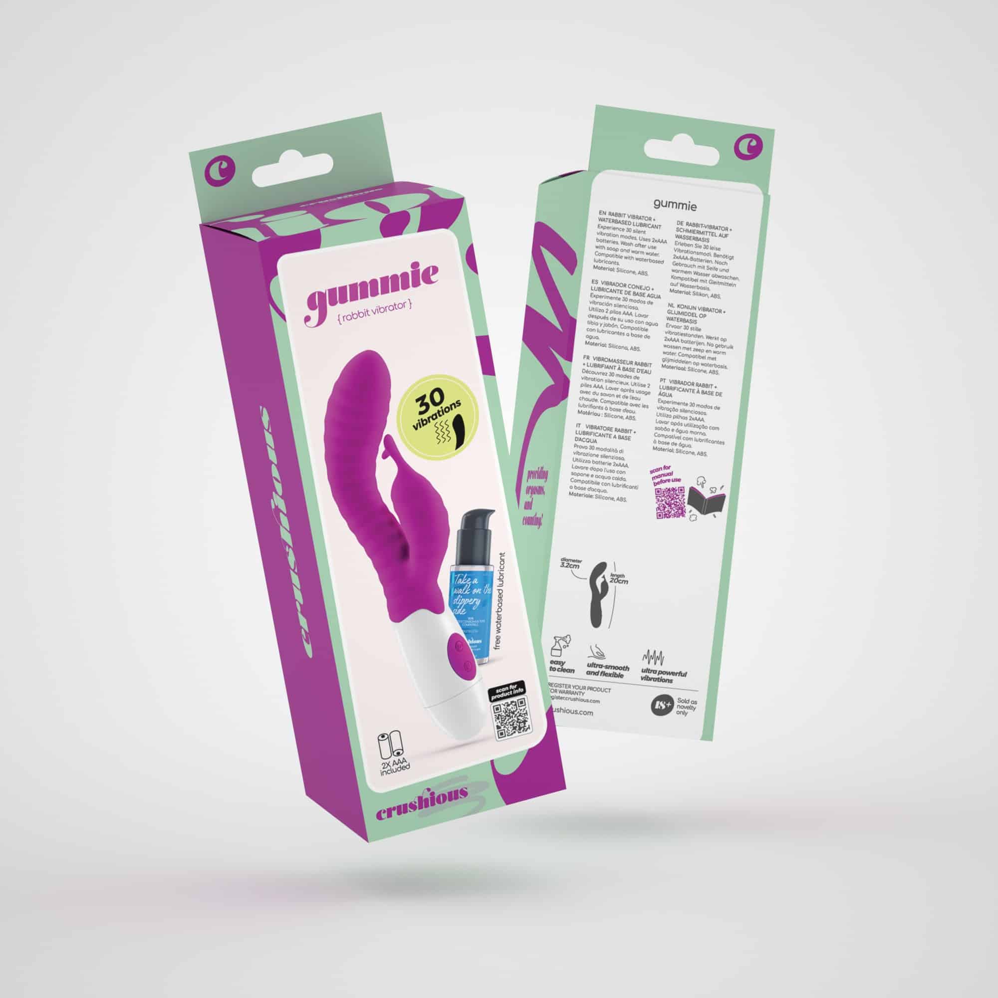 Vibrador Com Estimulador De Clitóris Gummie Roxo E Lubrificante À Base De Água Incluído Crushious - Image 11