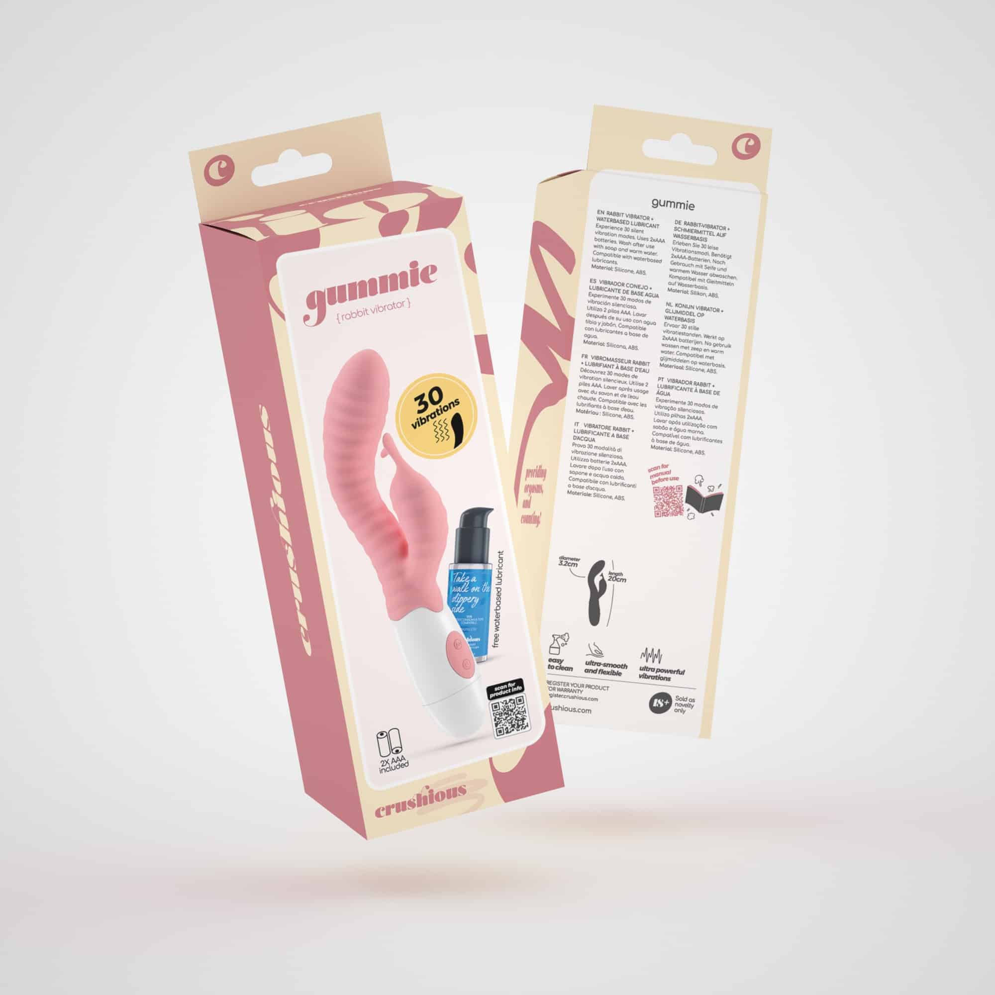 Vibrador Com Estimulador De Clitóris Gummie Rosa E Lubrificante À Base De Água Incluído Crushious - Image 11