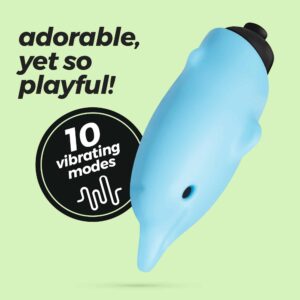 O-Pet Golfinho Com Bala De 10 Vibrações Azul Crushious