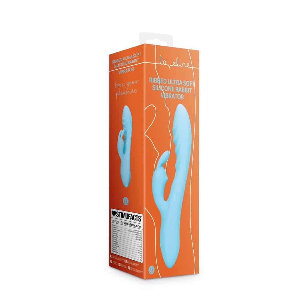 Vibrador Ribbed Ultra Soft Silicone Rabbit Glacial Blue Loveline - Image 2