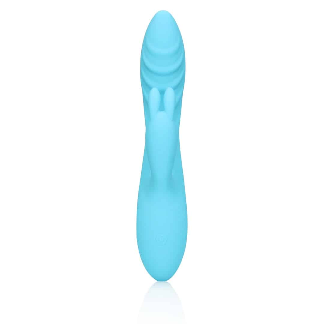 Vibrador Ribbed Ultra Soft Silicone Rabbit Glacial Blue Loveline - Image 5