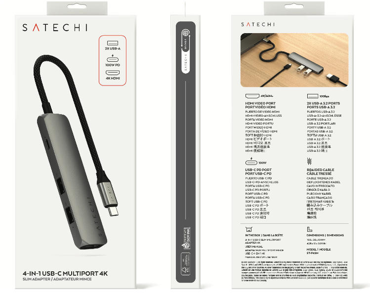 SATECHI – Usb-C Slim Multiport Adapter 4In1 (Space Grey) - Image 6