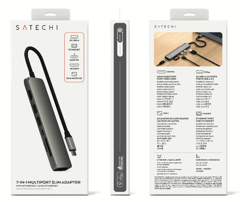 SATECHI – Usb-C Slim Multiport Adapter 7In1 (Space Grey) - Image 8