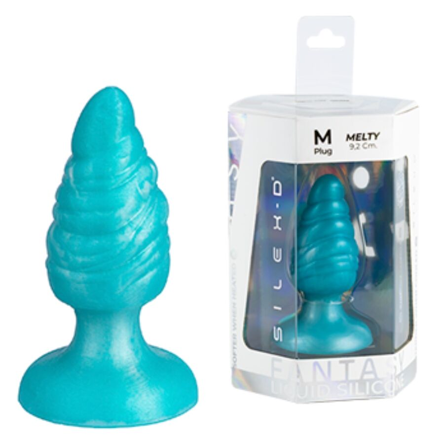SILEXD – Melty Plug Anal De Derretimento Fantasy De Silicone Líquido Termoreativo Azul Celestial 9,2 Cm