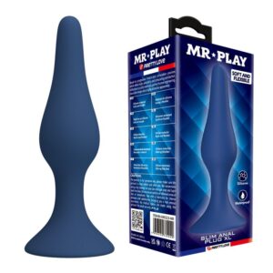 MR PLAY – Plug Anal De Silicone Cônico Azul Xl