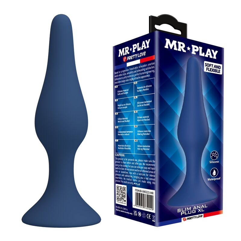 MR PLAY – Plug Anal De Silicone Cônico Azul Xl