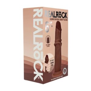 REALROCK – Dildo Real?Stico Dual Density Silicone Sliding Skin 6 /15.5 Cm Brown Realrock