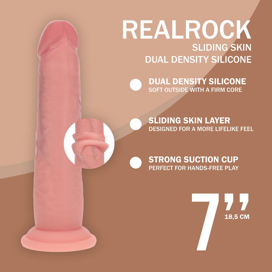 REALROCK – Dildo Real?Stico Dual Density Silicone Sliding Skin 7 /18.5 Cm Flesh Realrock - Image 5