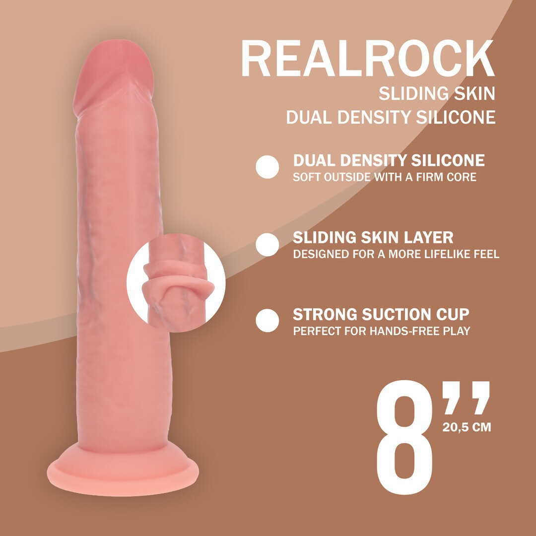 REALROCK – Dildo Real?Stico Dual Density Silicone Sliding Skin 8 /20.5 Cm Flesh Realrock - Image 5