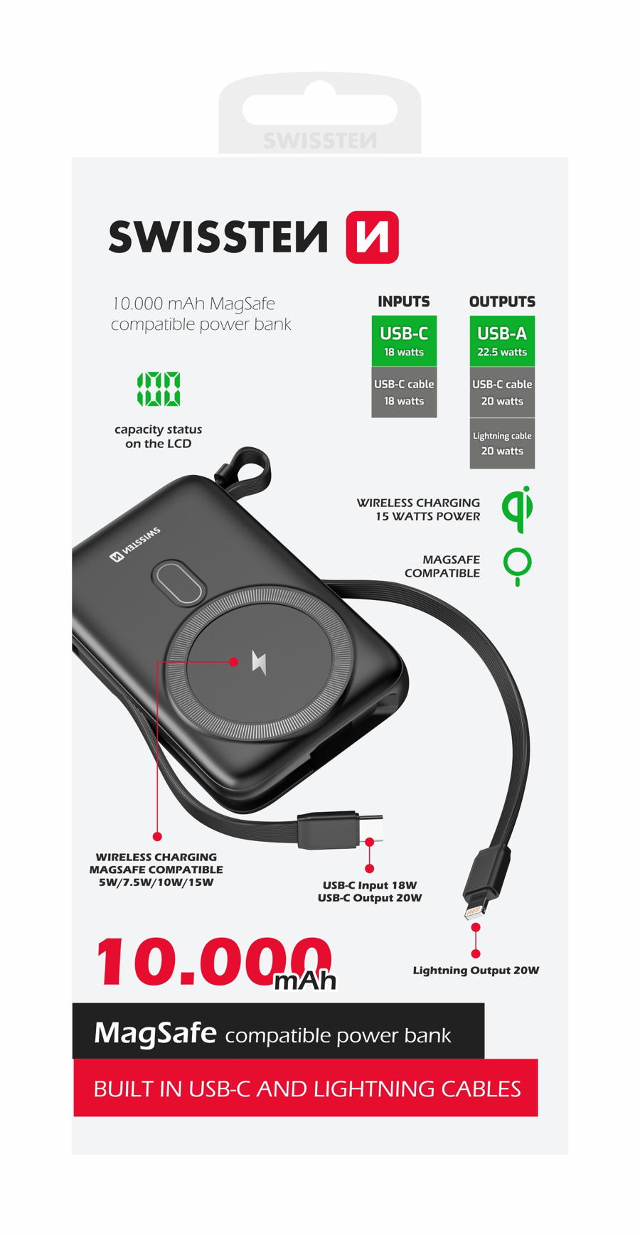 Swissten - Powerbank MagSafe 10.000mAh com Cabo (20W) - Image 4