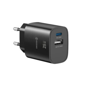 Fotografia do GaN Edge Charger 25W com USB-C e USB-A Preto