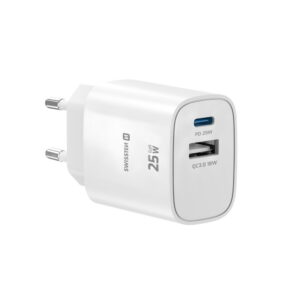 Fotografia do Carregador GaN Edge 25W (1xUSB-C, 1xUSB-A, Branco)
