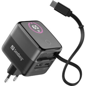 Fotografia do Carregador de Parede Sandberg PD 65W com Display e Cabo