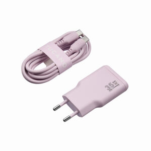 Fotografia do Power Kit GaN 35W com Cabo USB-C Blush