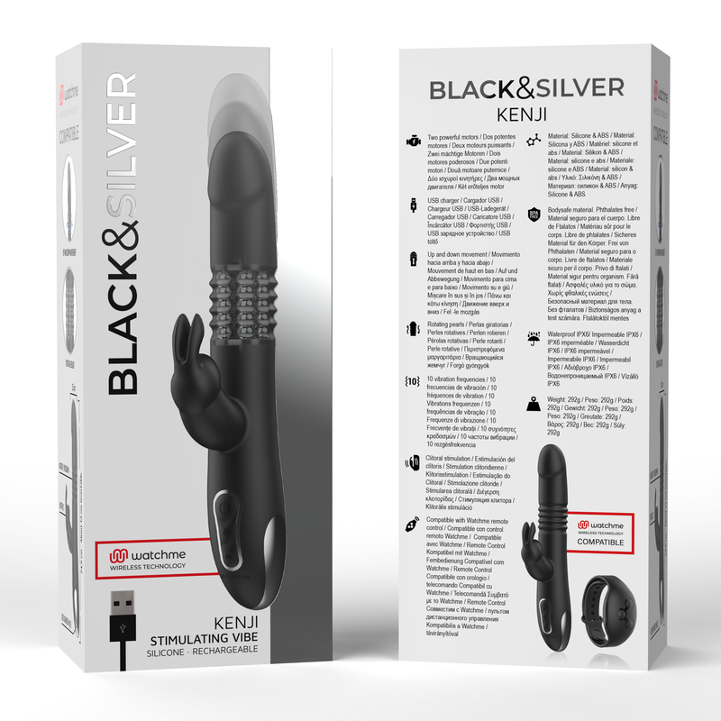 BLACK&SILVER – Kenji Vibrador Rabbit Up & Down + Controlo Remoto Watchme - Image 7
