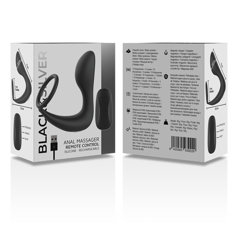 BLACK&SILVER – Massager Anal Com Controle Remoto Silicone Recarregvel Preto - Image 7